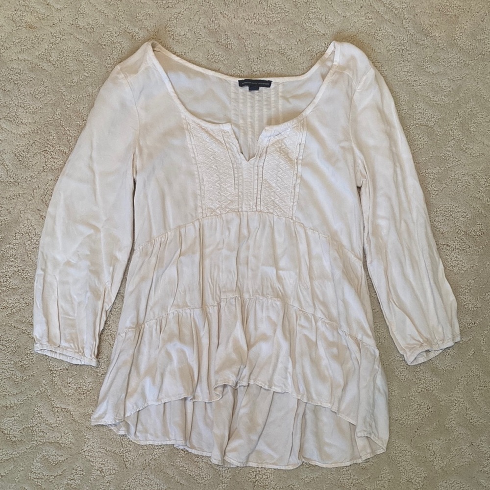 American Eagle boho cream top (S)